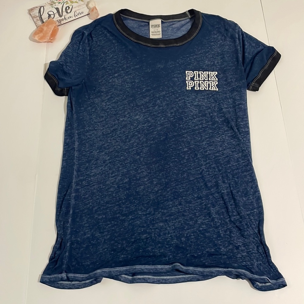 EUC Pink VS navy blue and black burnout tee size L